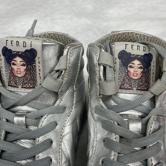 Nicki Minaj Silver Silver Fendi Sneakers, Limited Edition Nicki Minaj